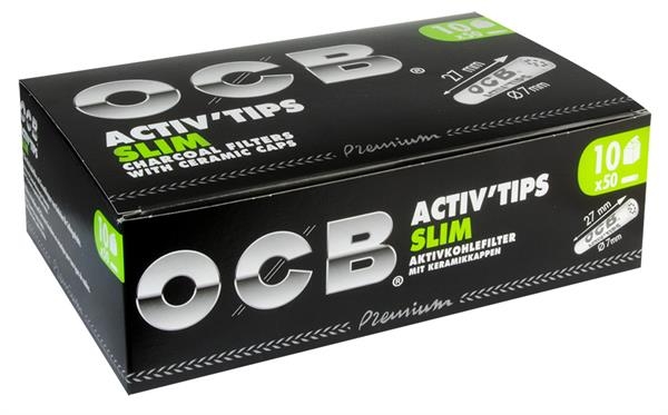 1x OCB Activ Tips Slim Aktivkohlefilter ø7mm 50er Schachtel